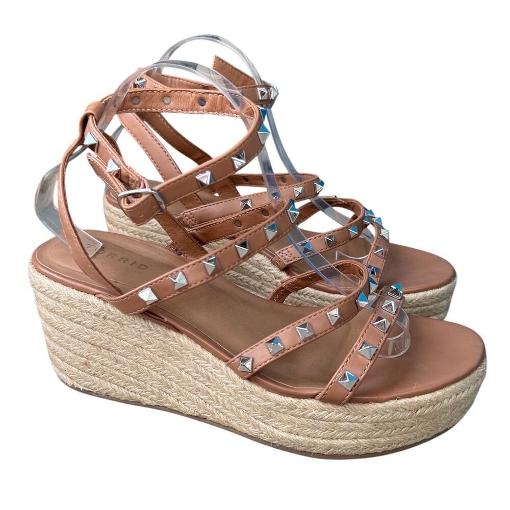 Torrid Tan Wedge Sandals with Studded Straps